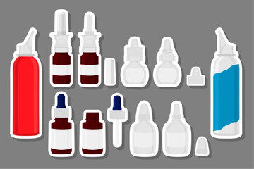 Big colored set different types of sprayers