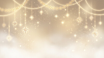 幻想的でキラキラした星の装飾、ゴールドのグラデーション背景