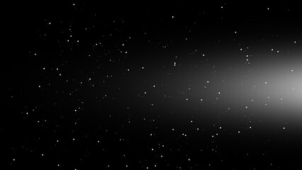 Winter freeze motion of white snow coming down, isolated on black background. Blurred snowfall texture overlay.