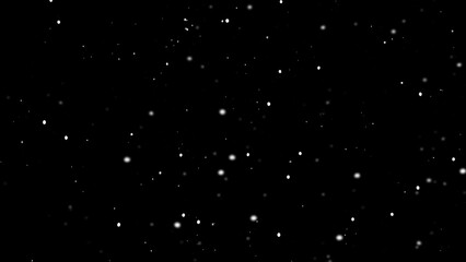 Winter freeze motion of white snow coming down, isolated on black background. Blurred snowfall texture overlay.