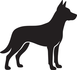 Standing Dog Side Profile Silhouette Vector Illustration