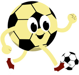 Obraz premium Soccer Ball Mascot Kicking Illustration. Editable Color Vector