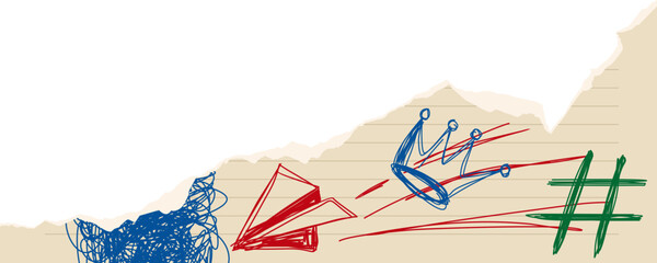 Rough Scribble Torn Paper Illustration