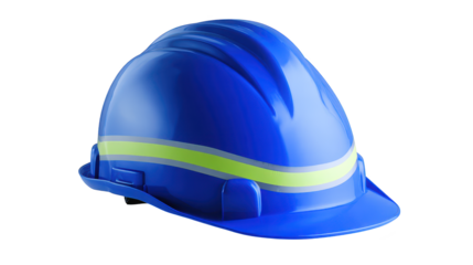 Protective hard hat features prominent yellow stripe essential safety gear for hazardous work environments