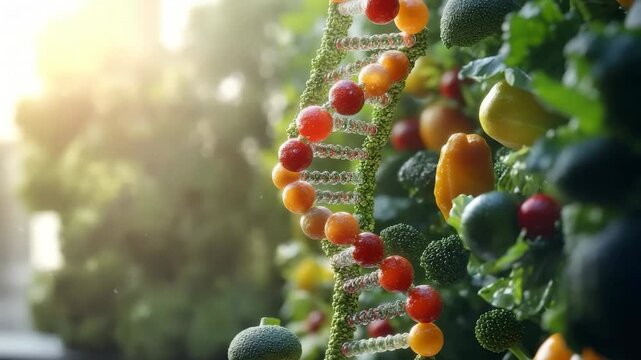3D DNA spiral made of vegetables.