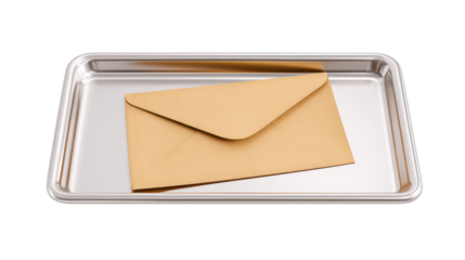 Tray holds brown and white envelopes organizer contains mail items ready for sorting