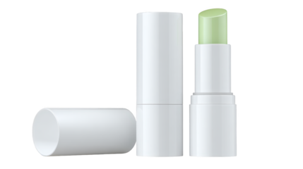 Contrasting white and green lip colors image features a white lip alongside a green colored lip