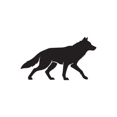 Wolf silhouette icon vector flat design