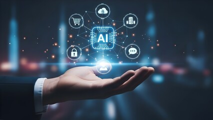 AI Innovation: A symbolic representation of Artificial Intelligence is held with care, illuminating the power and potential of AI in the modern technological landscape.