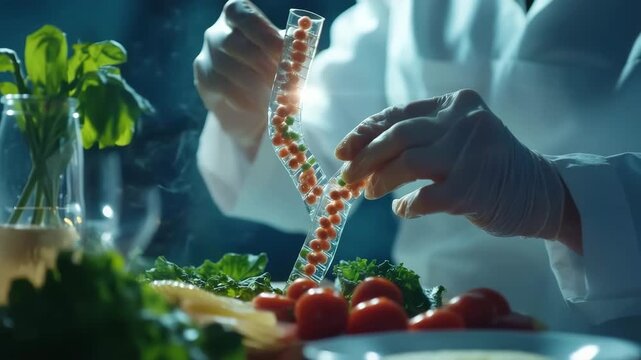 A scientist analyzes a food DNA sample.