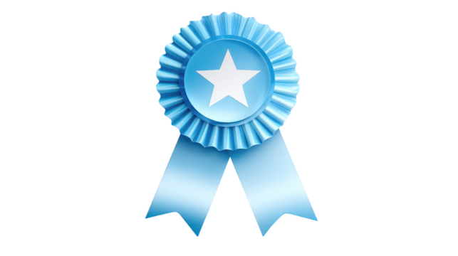 Blue rosette features prominent white star distinct blue rosette displays striking central white star - Powered by Adobe