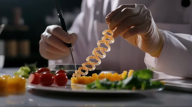 A scientist analyzes a food DNA sample.