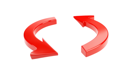 Opposing red arrows clearly illustrate divergent paths visual depicts two distinct red arrows pointing apart