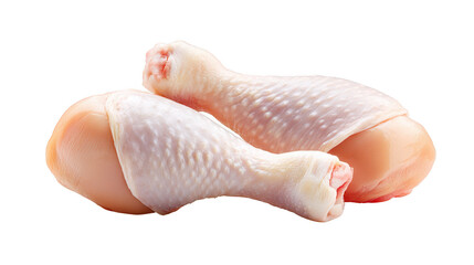 Two chicken pieces displayed on dark background succulent chicken pieces are presented against black setting