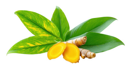 Green leaf frames yellow flower and another bloom vibrant green leaf cradles yellow blossom with second flower