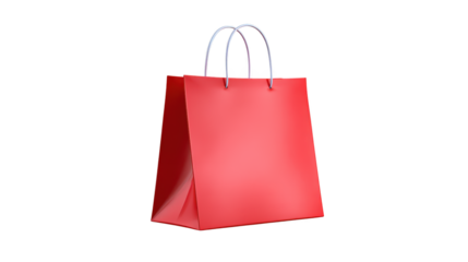 Red shopping bag sits on black background vibrant red shopping bag presented against dark backdrop