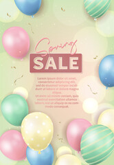 Vertical Spring Sale Balloon Background for Seasonal Promotion, Flyer, Poster, Social Media, and Advertising Design