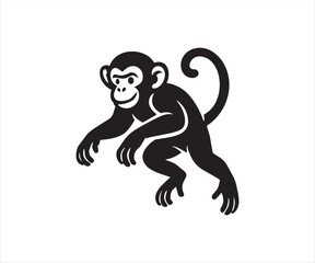 Obraz premium Jumping Monkey Illustration in Black and White Vector Style