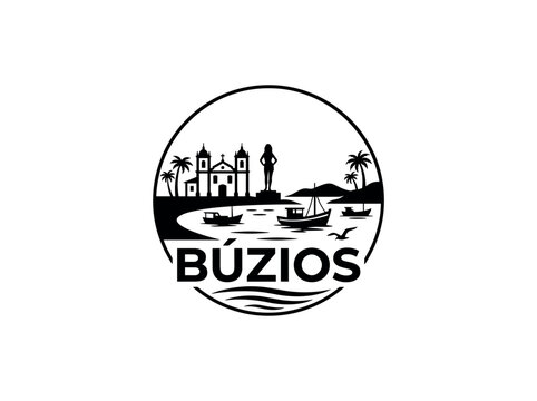 Buzio city of Brazil skyline emblem with landmarks