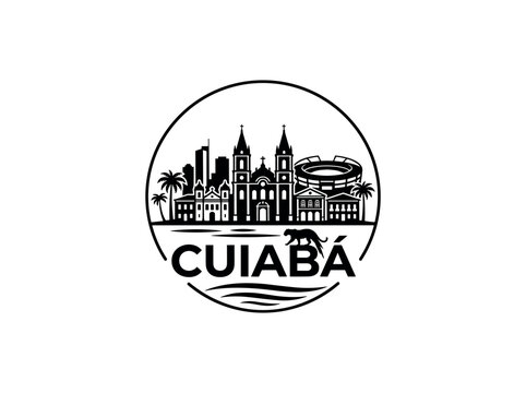 Cuiaba city of Brazil skyline emblem with landmarks