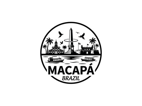 Macapa city of Brazil skyline emblem with landmarks