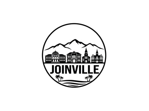 Joinville city of Brazil skyline emblem with landmarks