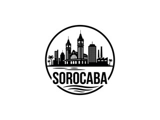 Fototapeta premium Sorocaba city of Brazil skyline emblem with landmarks