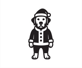 Obraz premium Cute Santa Dog Mascot Cartoon in Black and White for Christmas