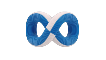 Infinity Symbol in Blue and White on White Background