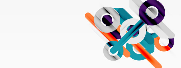 Abstract geometric shapes, vibrant colors, modern design. Clean lines, overlapping elements create dynamic composition. Minimalist aesthetic.