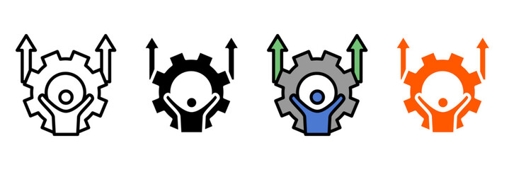 Coaching Icon Set Multiple Style Collection. Mentor, Goal Setting, Motivation, Teamwork, Training, Personal Development, Vision, Strategy, Leadership, Feedback, Success, Performance Review, Empowerme