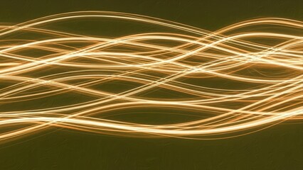 Abstract golden light trails creating a dynamic and flowing pattern on a dark background, representing energy and movement.
