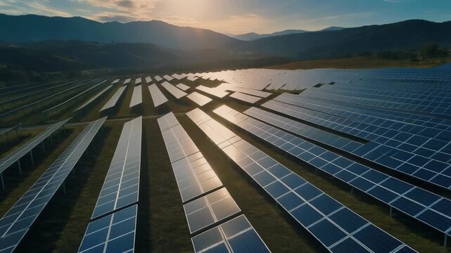 Solar Energy Generation Vast Chinese Solar Panel Field Aerial View