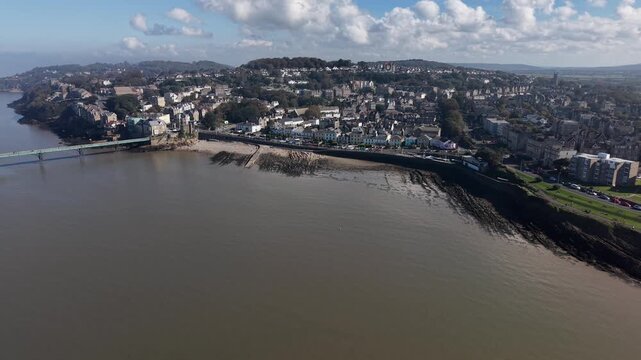 Drone shot of Clevedon Pier, North Somerset, England