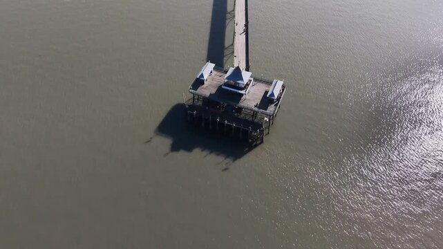 Drone shot of Clevedon Pier, North Somerset, England