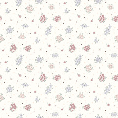 Seamless floral pattern. Floral background with small flowers on a light background. Tile print, ditsy style. Antique flower seamless pattern for  fashion, texture, fabric, wallpaper, fashion prints. 