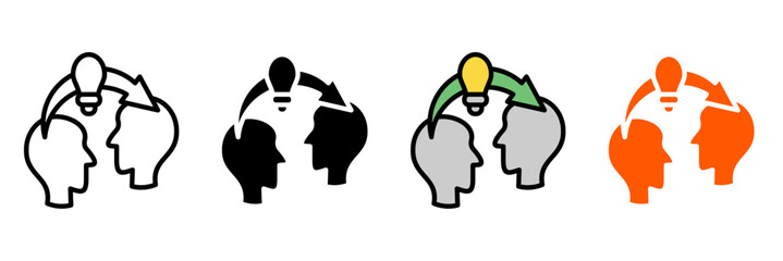 Coaching Icon Set Multiple Style Collection. Mentor, Goal Setting, Motivation, Teamwork, Training, Personal Development, Vision, Strategy, Leadership, Feedback, Success, Performance Review, Empowerme