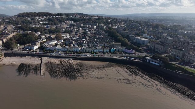 Drone shot of Clevedon Pier, North Somerset, England