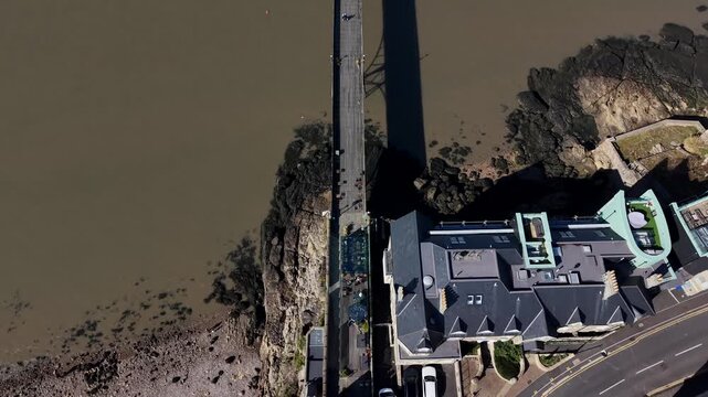 Drone shot of Clevedon Pier, North Somerset, England