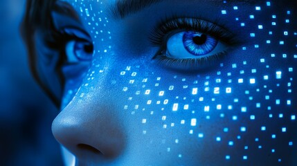 Futuristic Woman Face  Digital Art  Blue Eye  AI  Technology
