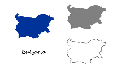 Bulgaria map set. Bulgaria map vector. Bulgaria map on blue, gray, and outline. Suitable for education, infographics, travel design, presentations, and European geography visuals