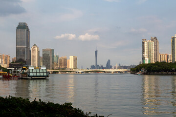 Fototapeta premium guangzhou skyline at sunset