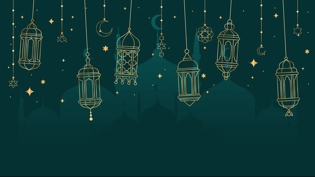 Animated ramadan lantern, eid mubarak, eid al adha. 