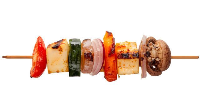 panner mushroom and vegetables barbecue on transparent background