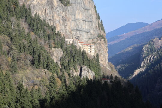 Monastery forest cliff sumela monastery
