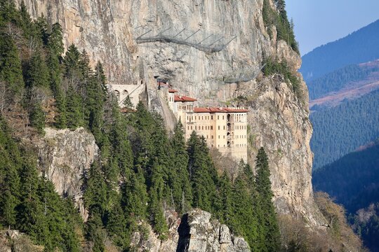 Monastery forest cliff sumela monastery