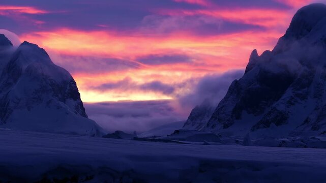 View of Lemaire Strait, Antarctica, on a sunny day