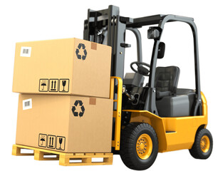 forklift with boxes in warehouse, Truck Vehicle, Construction © RAYAAN