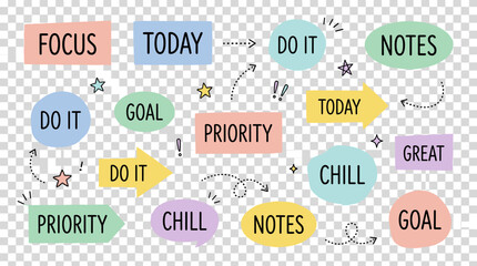 Colorful Hand-Drawn Productivity Planner Elements
