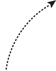 Abstract dotted arrow path with curved direction flow on transparent  background PNG